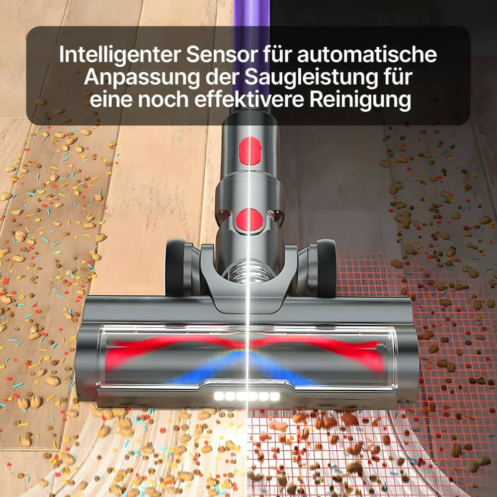 Ultra-starker Akku-Staubsauger mit automatischer Stauberkennung / Bis zu 60 Minuten Laufzeit / Beutelloser Staubsauger für Teppiche, Hartböden & Tierhaare / 480 W